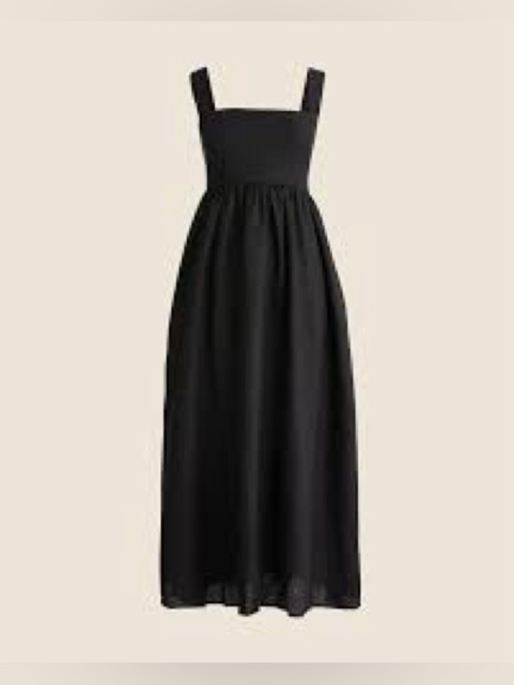 J. Crew Square Neck Black 100% Linen Midi Dress minimalist granola
